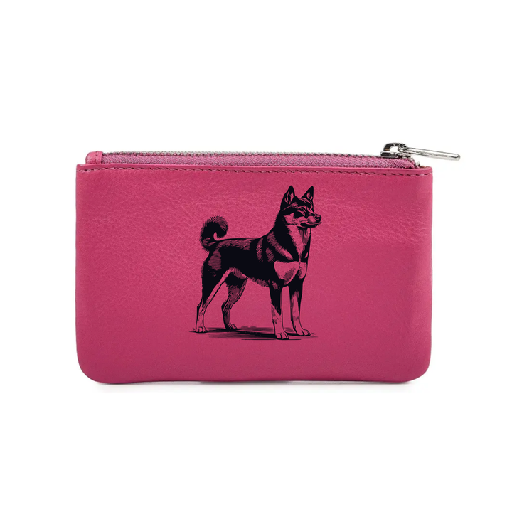 Canaan Dog Engraved Genuine Leather Coin Purse (Multiple Colour Options)