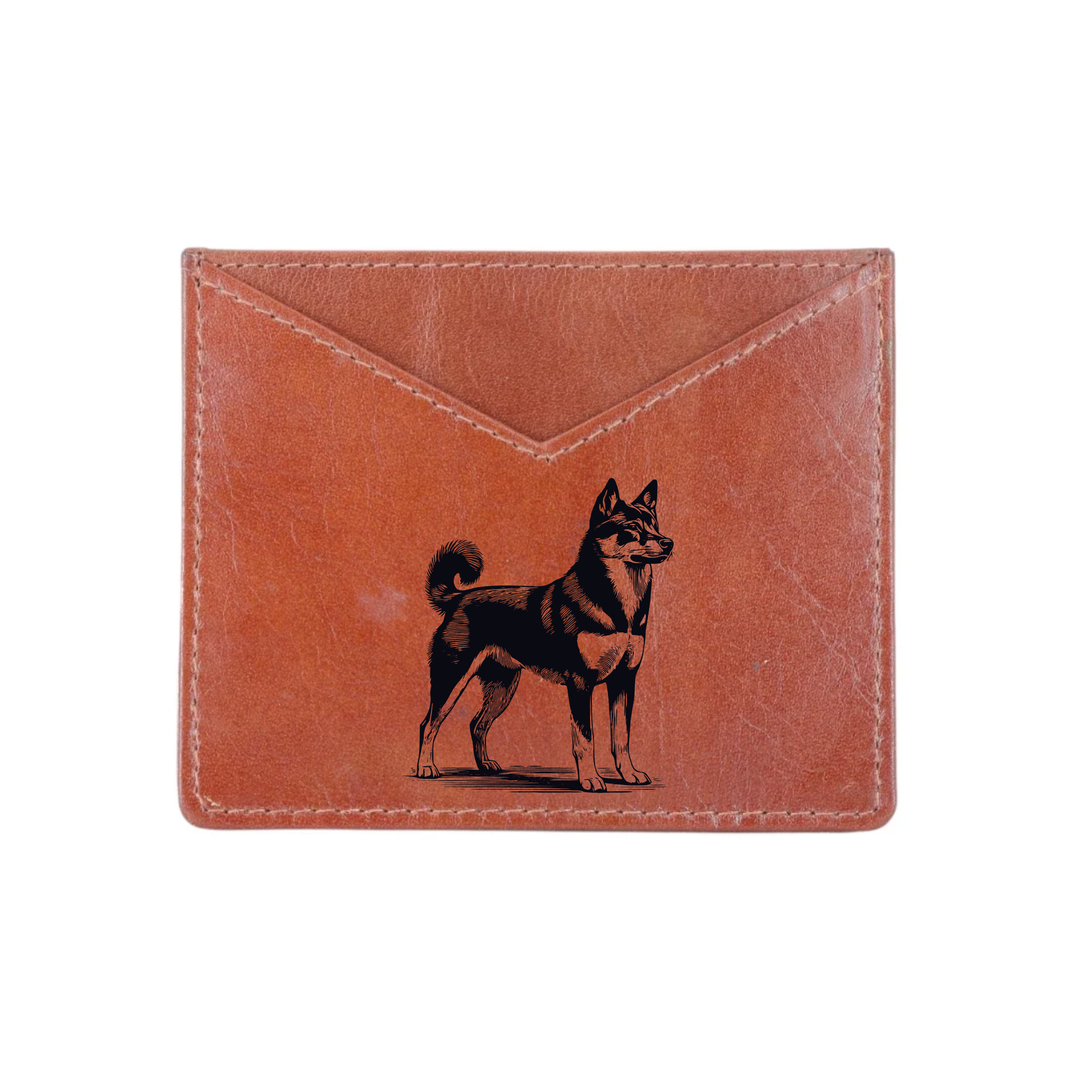Canaan Dog Engraved Genuine Leather Cardholder