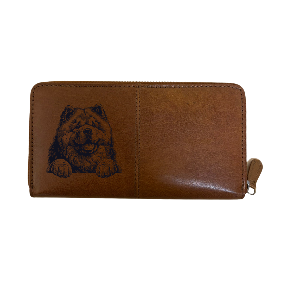 Chow Chow Paws Engraved Large Leather Purse