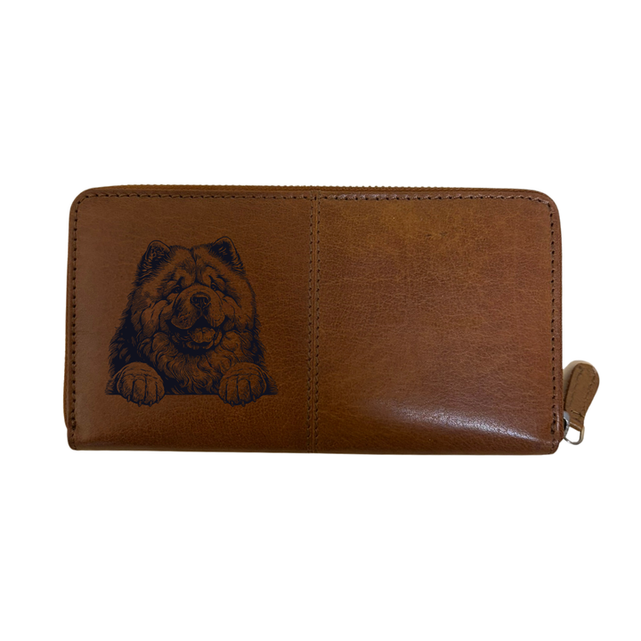 Chow Chow Paws Engraved Large Leather Purse