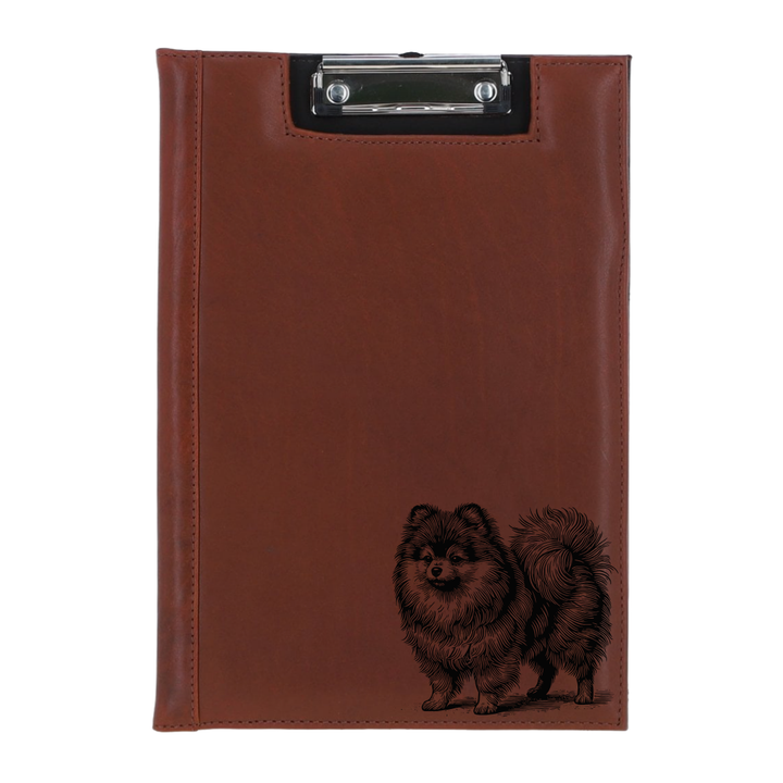 Pomeranian Standing Engraved Leather Clipboard