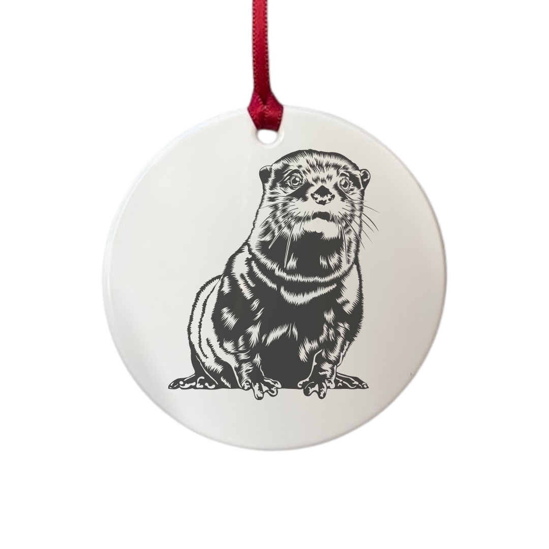 Personalised Otter Engraved White Acrylic Decoration