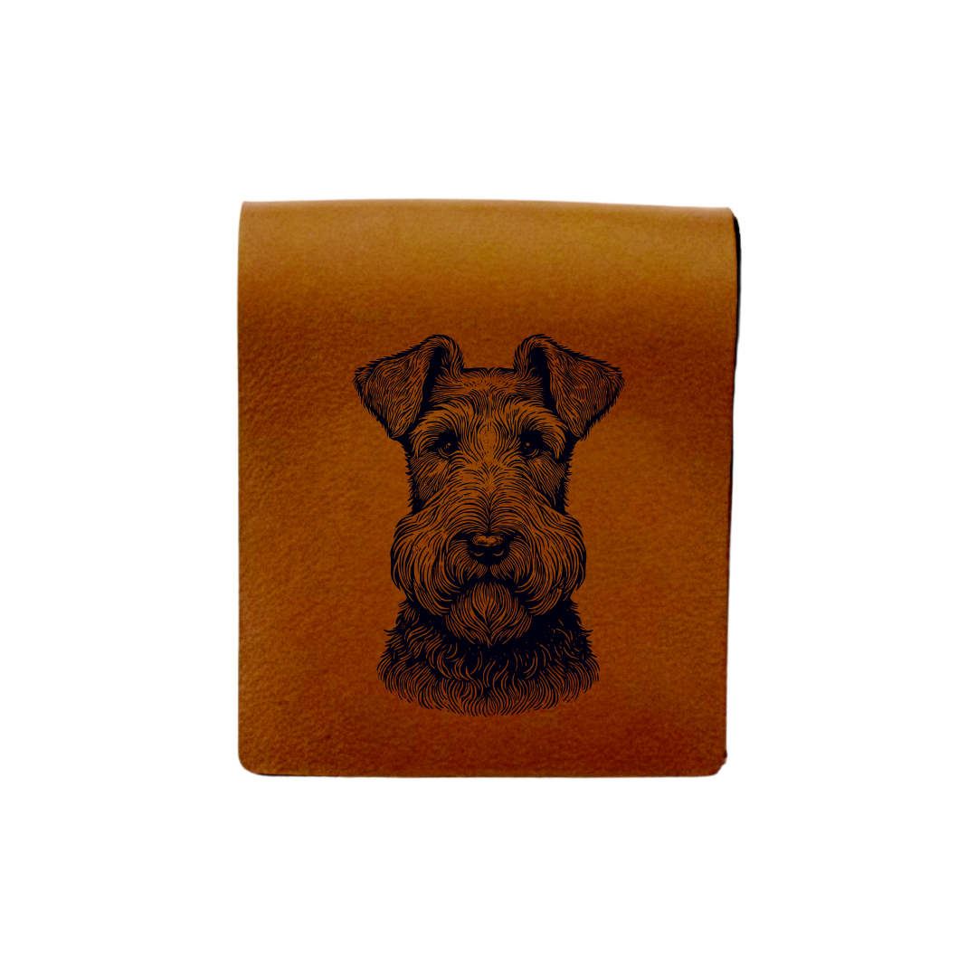 Irish Terrier Face Engraved Genuine Leather Magnetic Bookmark