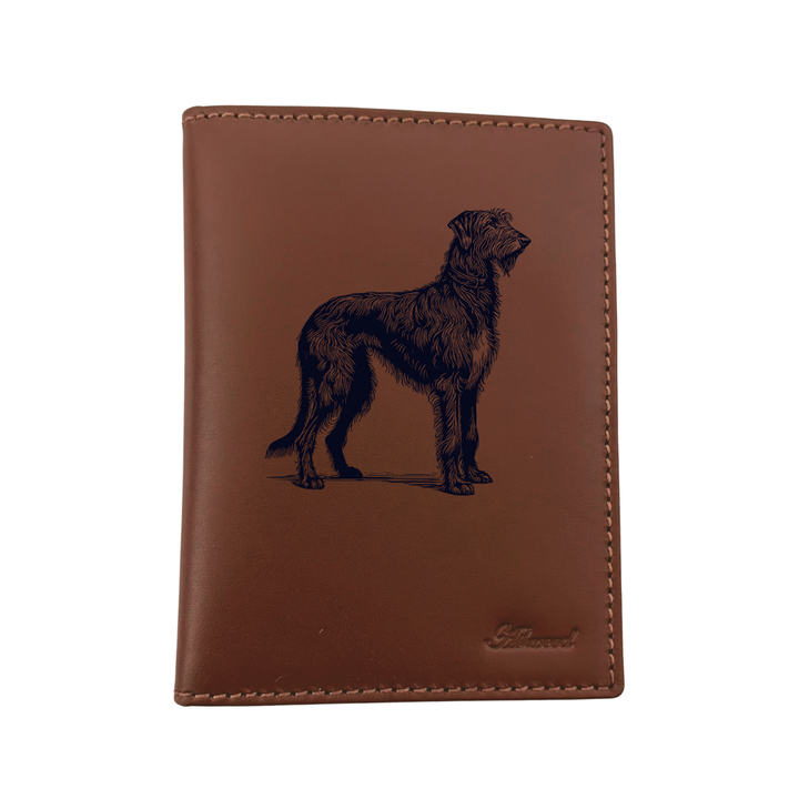 Irish Wolfhound Standing Engraved Leather Passport Cover
