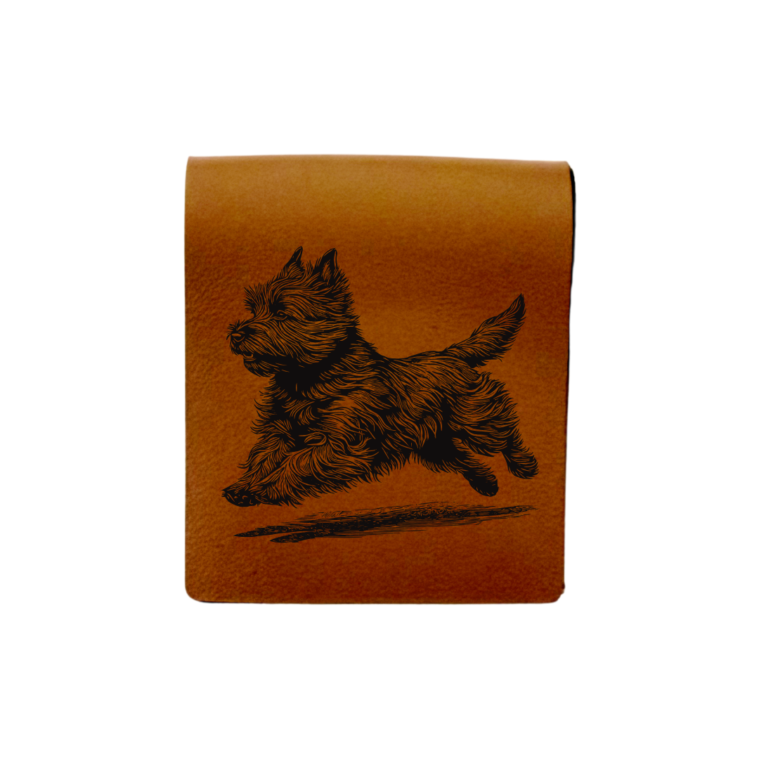 Cairn Terrier Running Engraved Genuine Leather Magnetic Bookmark