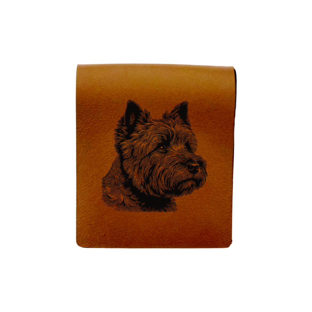 Cairn Terrier SP Face Engraved Genuine Leather Magnetic Bookmark