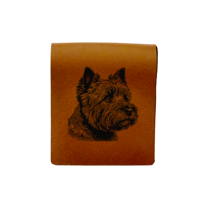 Cairn Terrier SP Face Engraved Genuine Leather Magnetic Bookmark