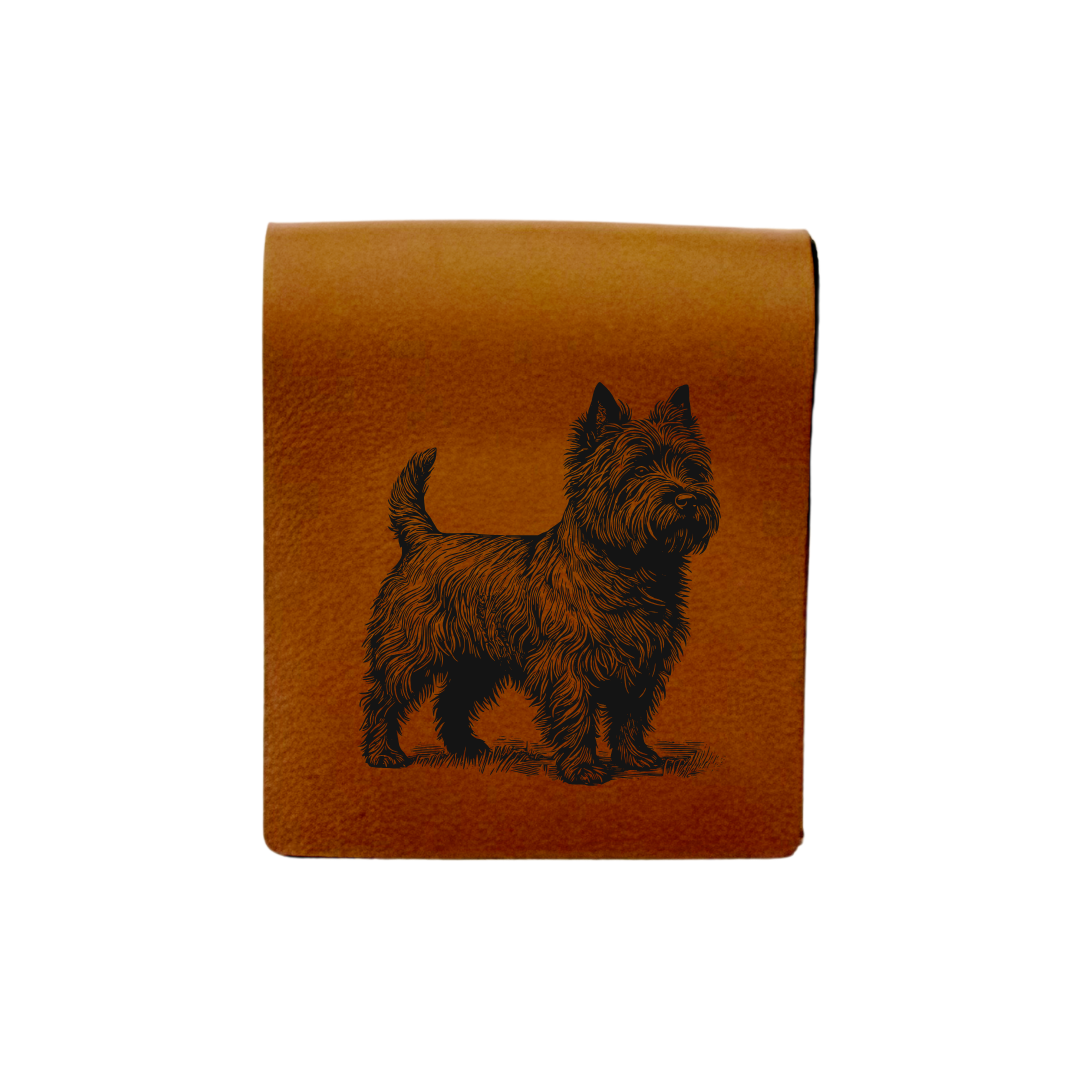 Cairn Terrier Standing Engraved Genuine Leather Magnetic Bookmark