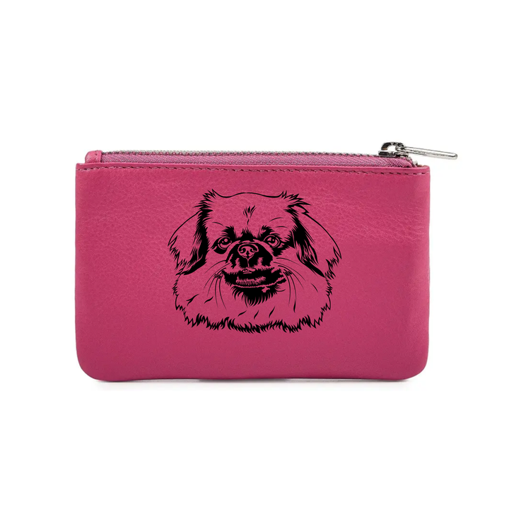 Tibetan Spaniel Engraved Genuine Leather Coin Purse (Multiple Colour Options)