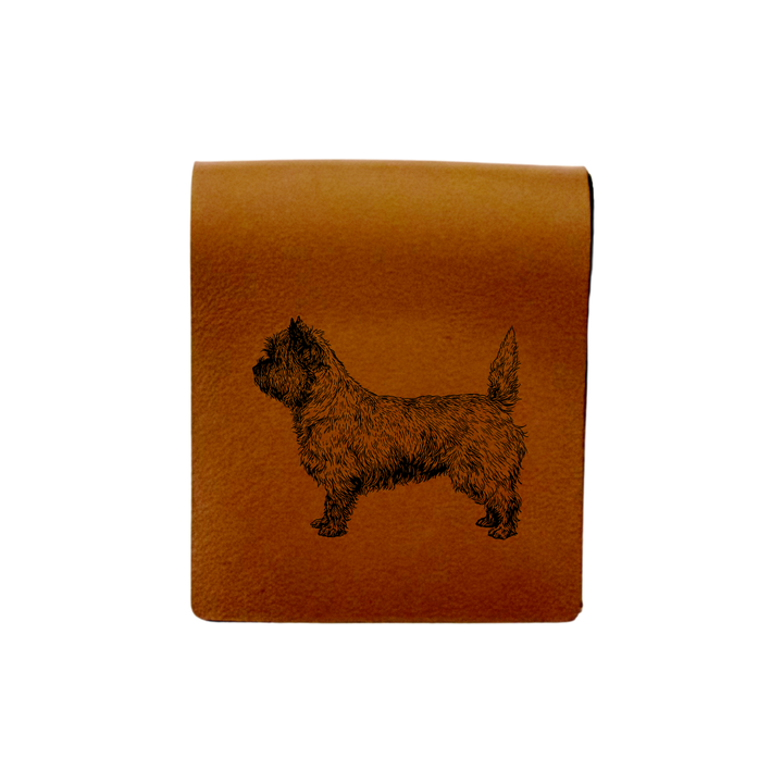 Cairn Terrier Stacked Standing Engraved Genuine Leather Magnetic Bookmark