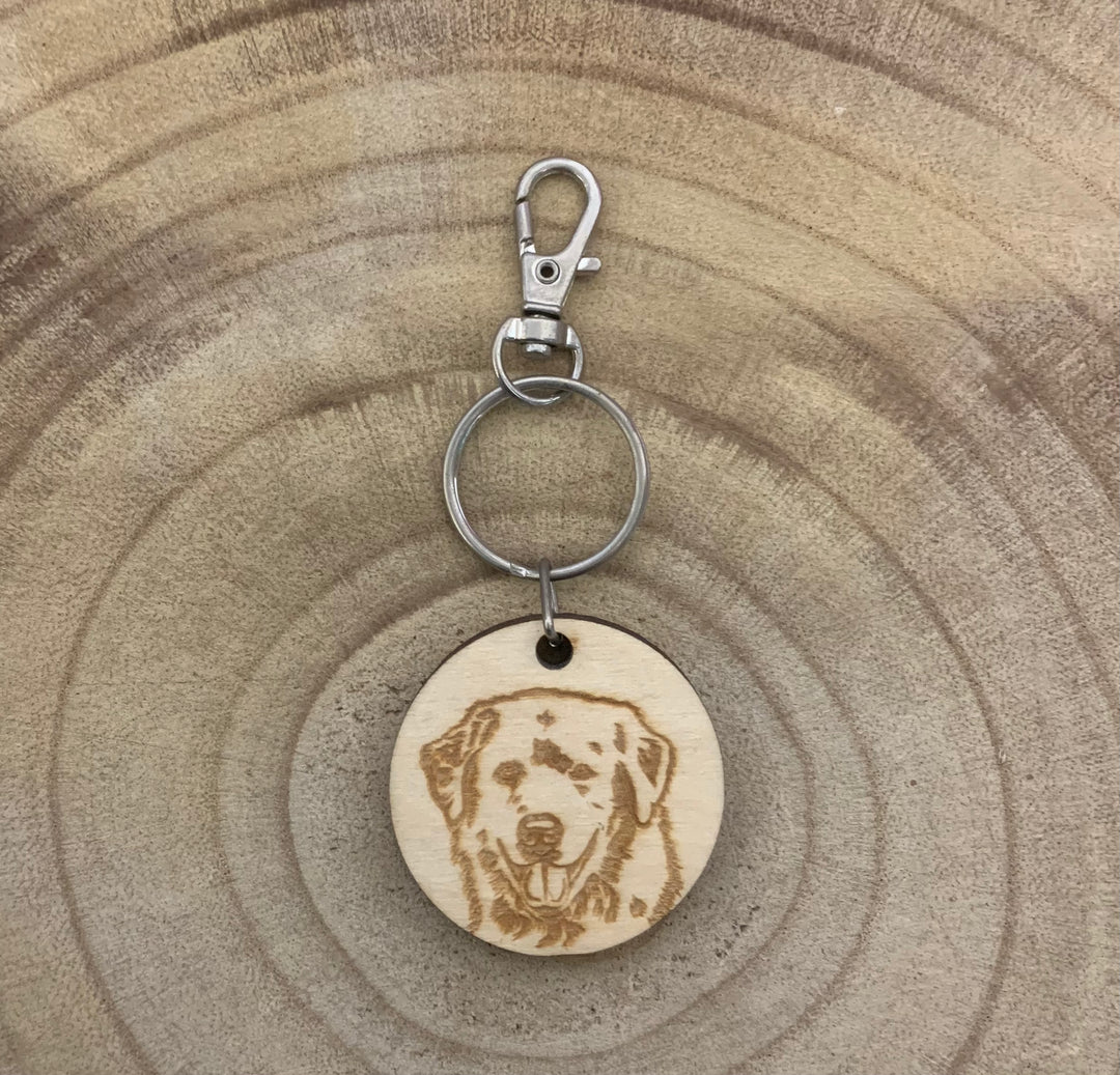 Maremma Dog Engraved Wooden Keyring