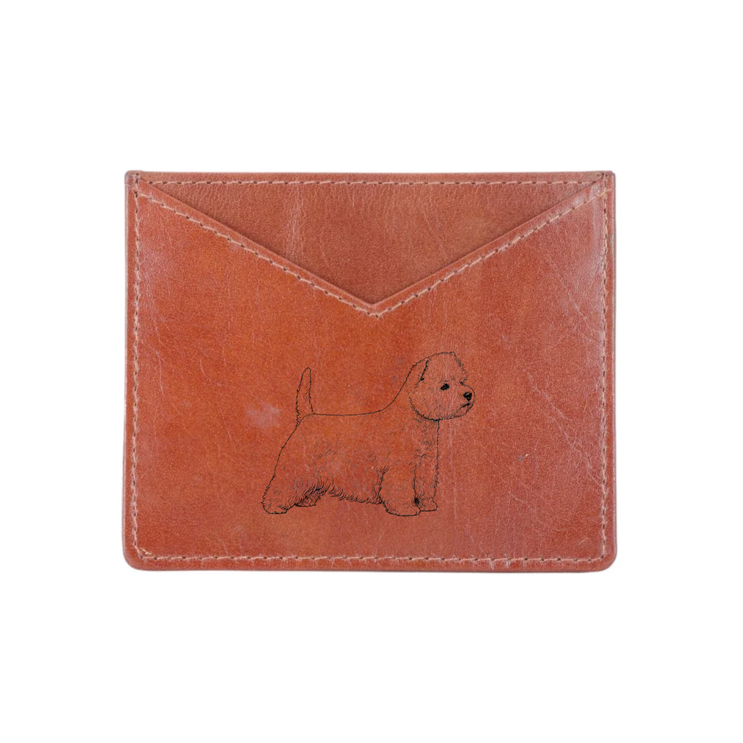 West Highland White Terrier Standing Engraved Genuine Leather Cardholder