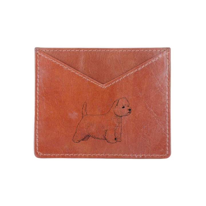 West Highland White Terrier Standing Engraved Genuine Leather Cardholder