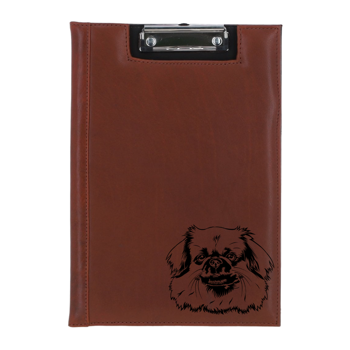 Tibetan Spaniel Face Engraved Leather Clipboard