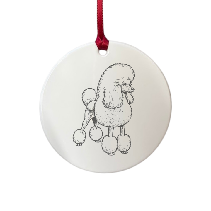 Personalised l Poodle Standing Engraved White Acrylic Decoration