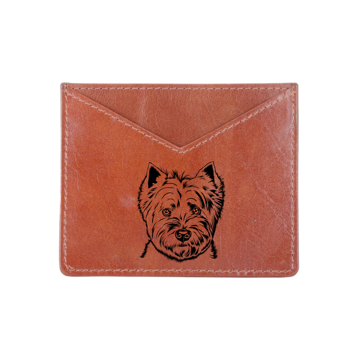 West Highland White Terrier Face Engraved Genuine Leather Cardholder
