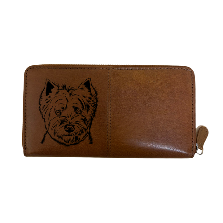 West Highland White Terrier Face Engraved Large Leather Purse