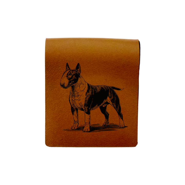 English Bull Terrier Standing Engraved Genuine Leather Magnetic Bookmark