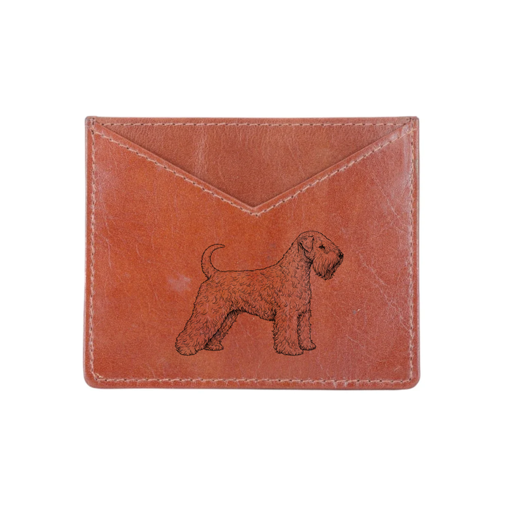 Soft Coated Wheaten Terrier Standing Engraved Genuine Leather Cardholder
