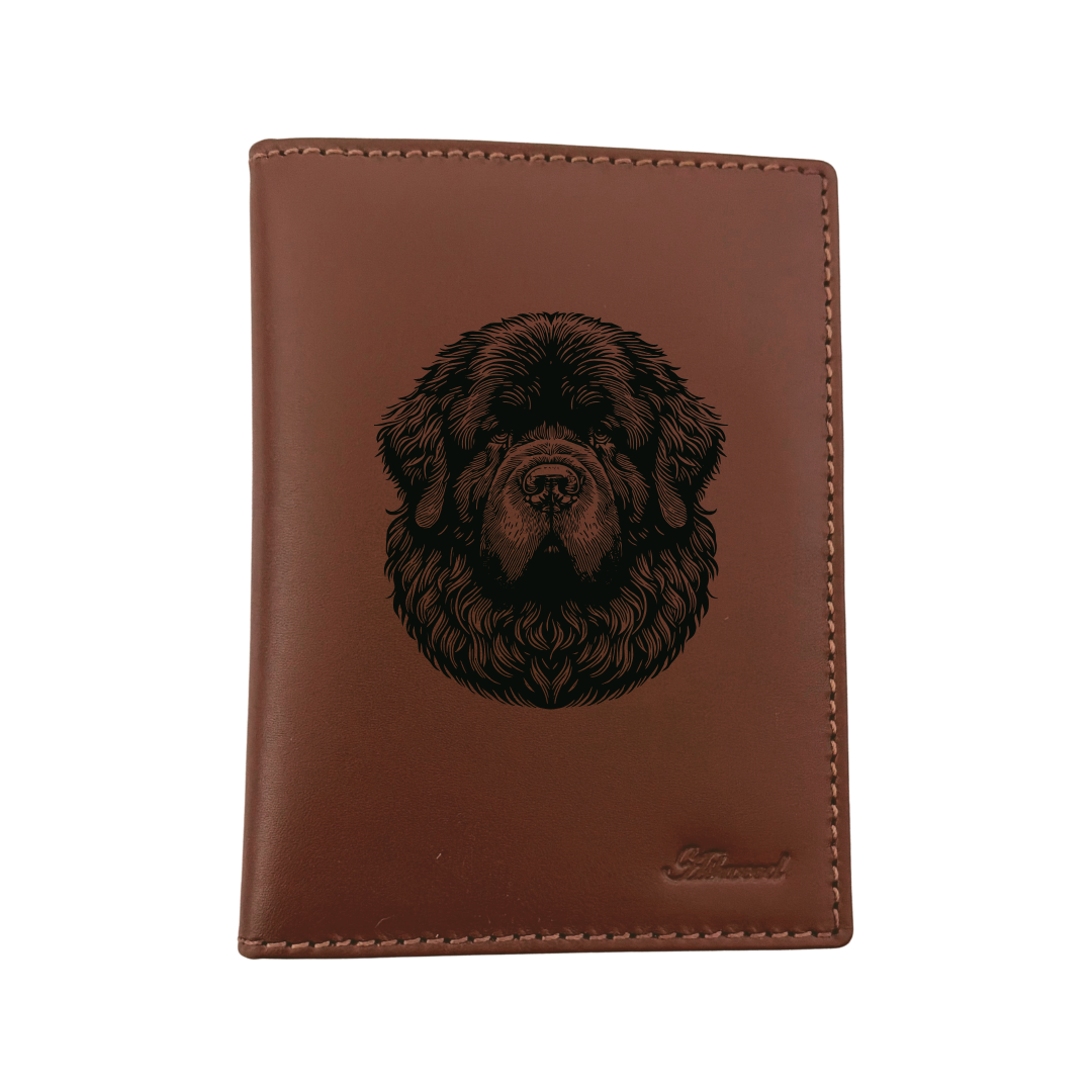Newfoundland Face Engraved Leather Passport Cover