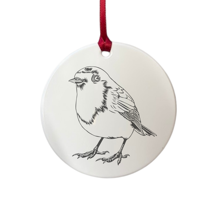Personalised Robin Engraved White Acrylic Decoration