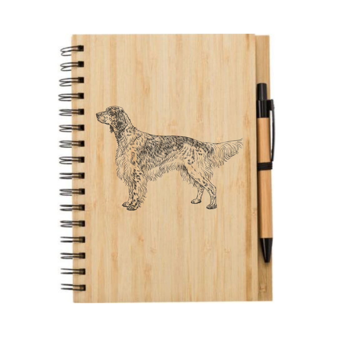English Setter Standing Illustration Engraved Notebook