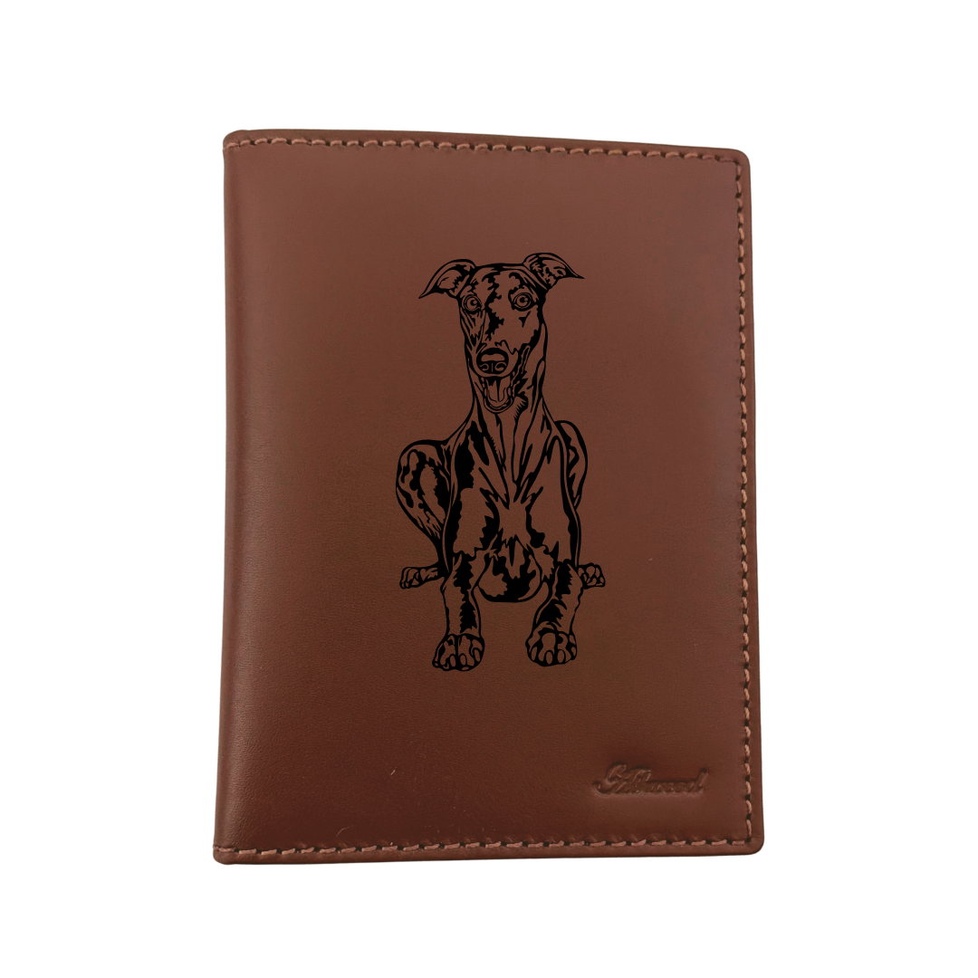 Greyhound Engraved Leather Passport Cover
