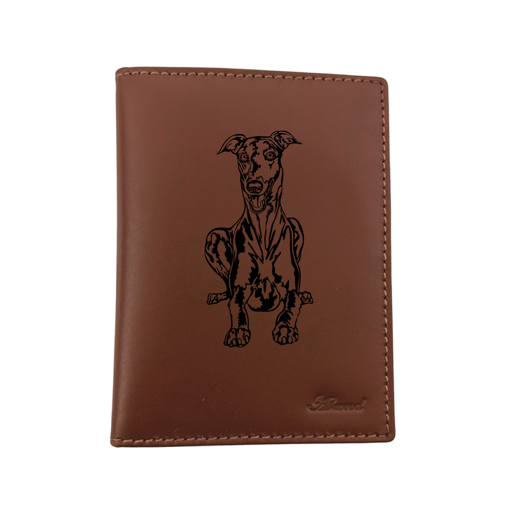 Greyhound Engraved Leather Passport Cover