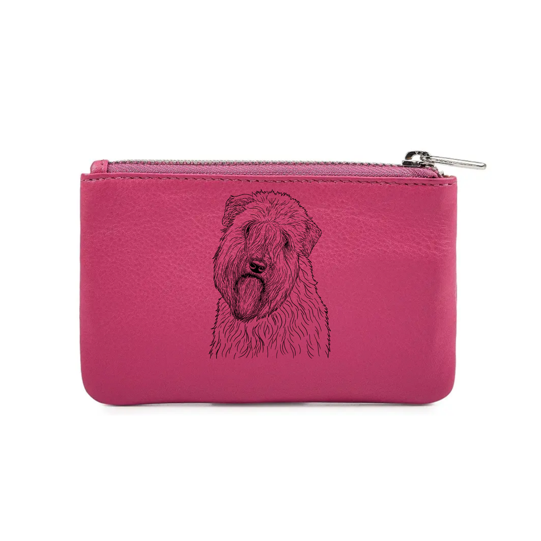 Soft Coated Wheaten Terrier Face Engraved Genuine Leather Coin Purse (Multiple Colour Options)