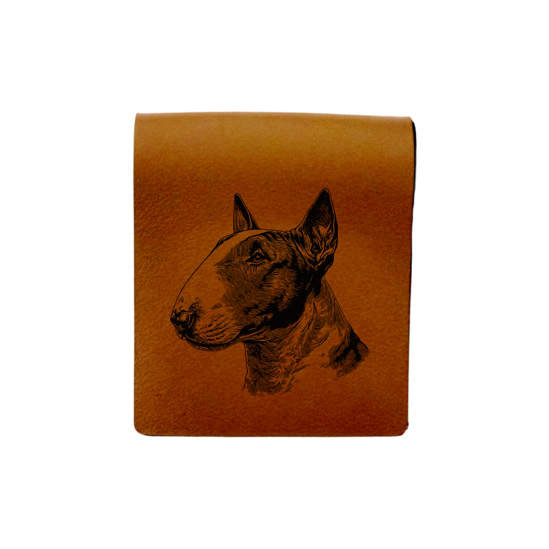 English Bull Terrier SP Face Engraved Genuine Leather Magnetic Bookmark