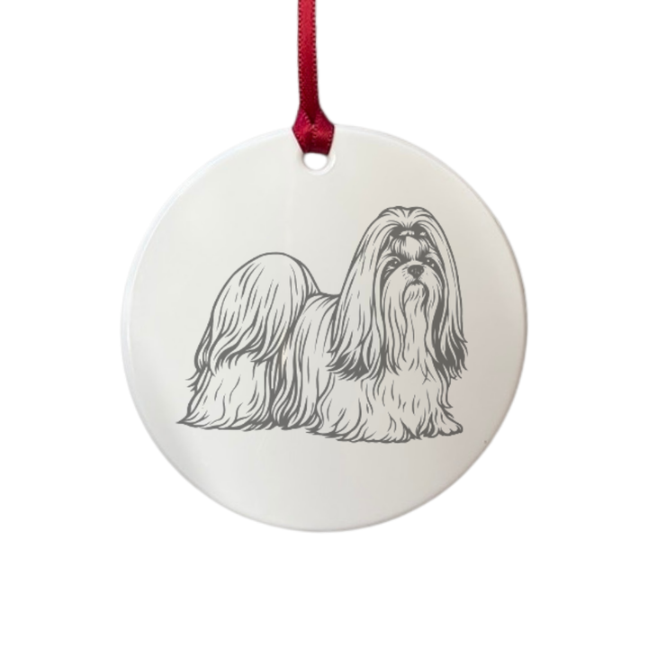 Personalised Shih Tzu Standing Engraved White Acrylic Decoration