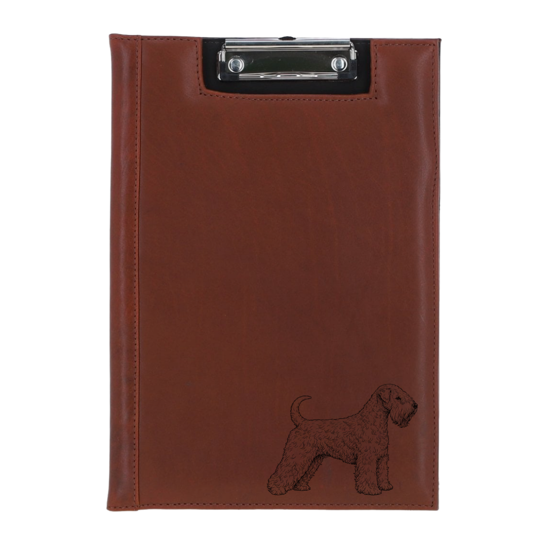 Soft Coated Wheaten Terrier Standing Engraved Leather Clipboard