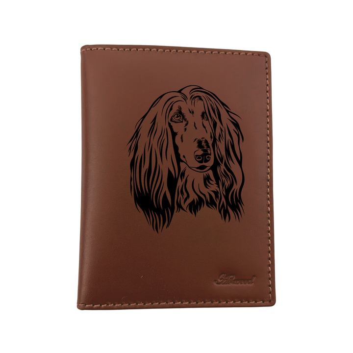 Afghan Hound Face Engraved Leather Passport Cover