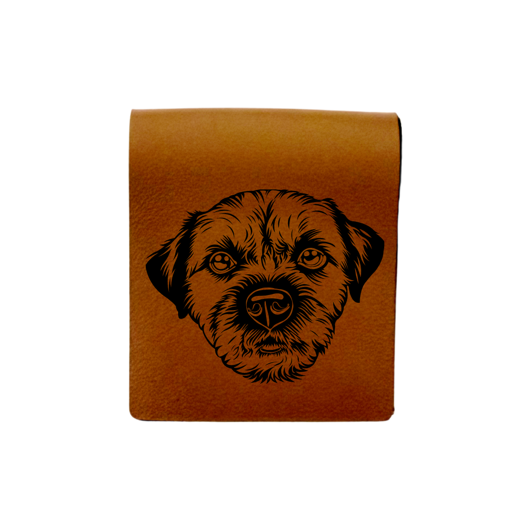 Border Terrier C Face Engraved Genuine Leather Magnetic Bookmark