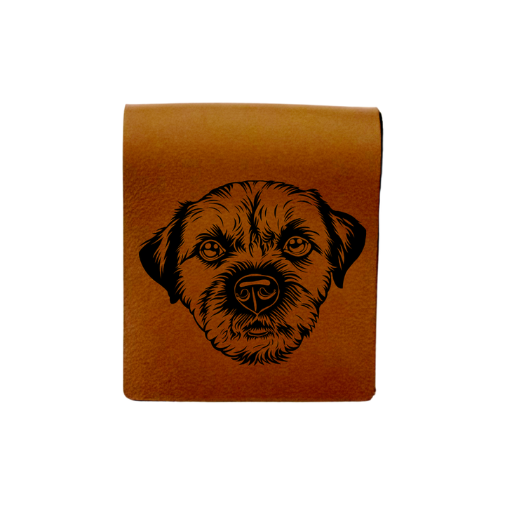 Border Terrier C Face Engraved Genuine Leather Magnetic Bookmark
