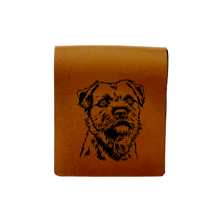 Border Terrier Face Engraved Genuine Leather Magnetic Bookmark