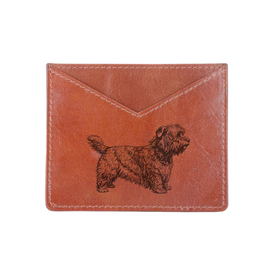 Glen of Imaal Terrier Standing Engraved Genuine Leather Cardholder