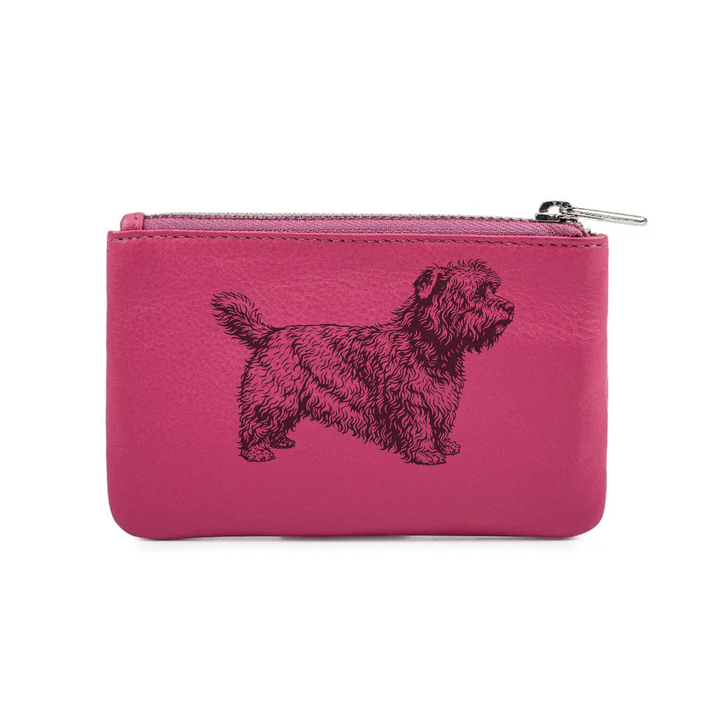 Glen of Imaal Terrier Standing Engraved Genuine Leather Coin Purse (Multiple Colour Options)