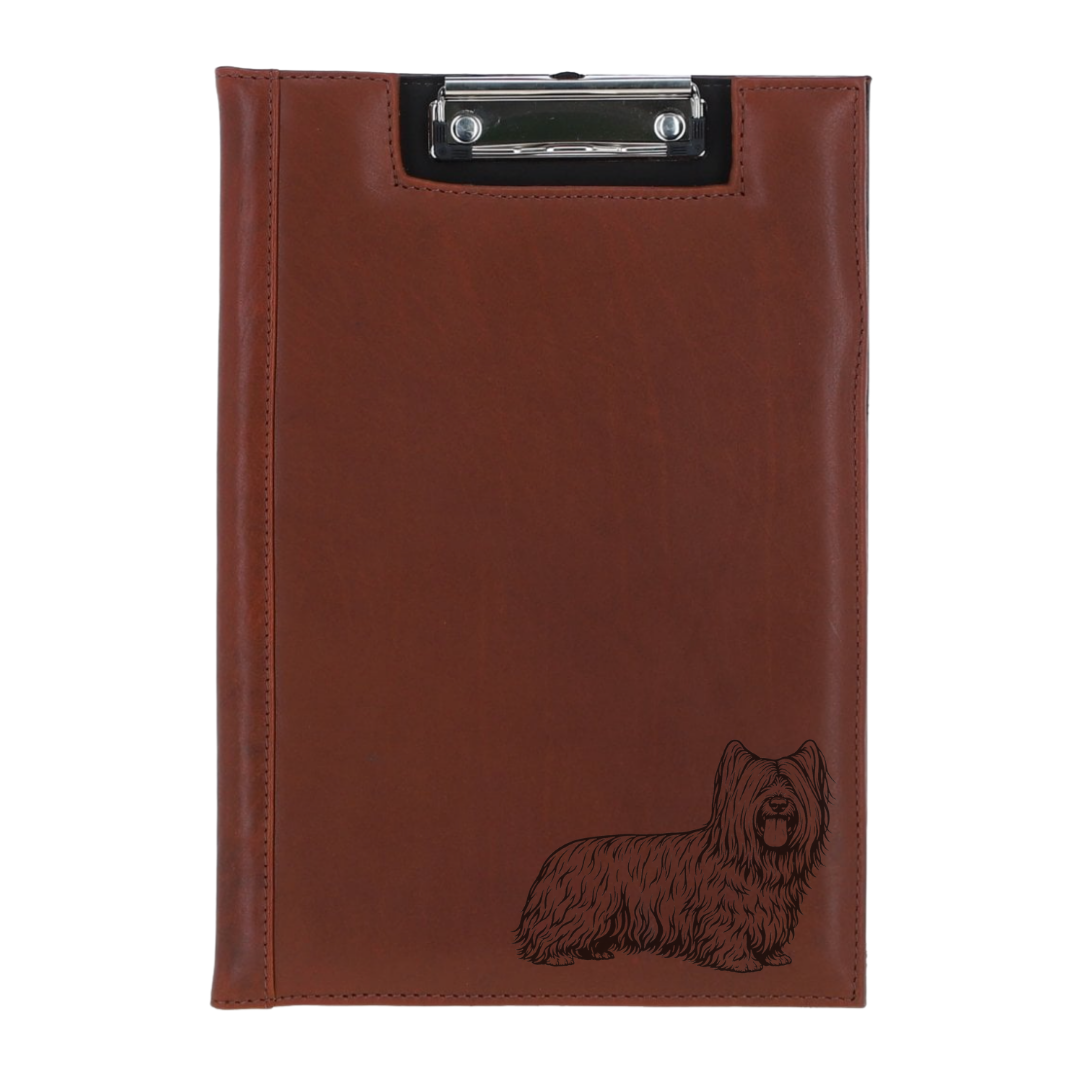Skye Terrier Standing Engraved Leather Clipboard