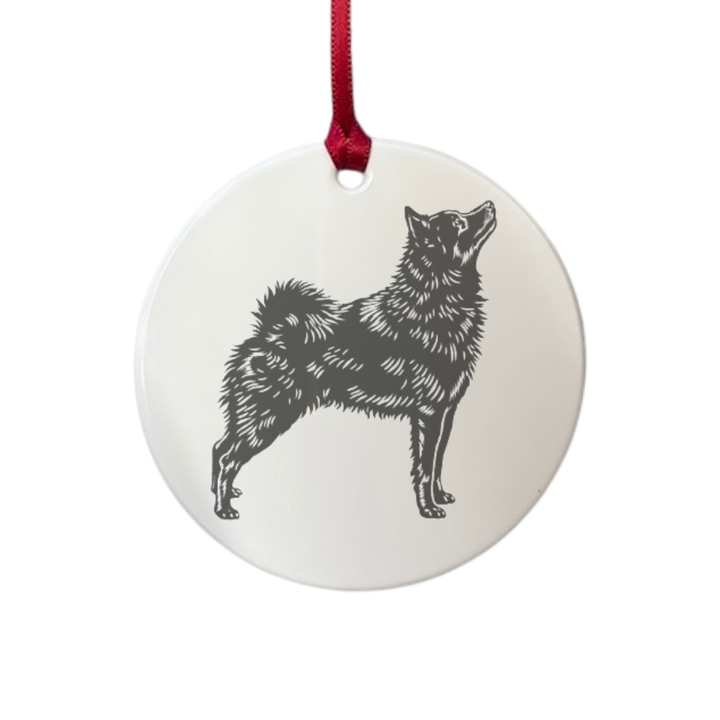Personalised Schipperke Standing Engraved White Acrylic Decoration