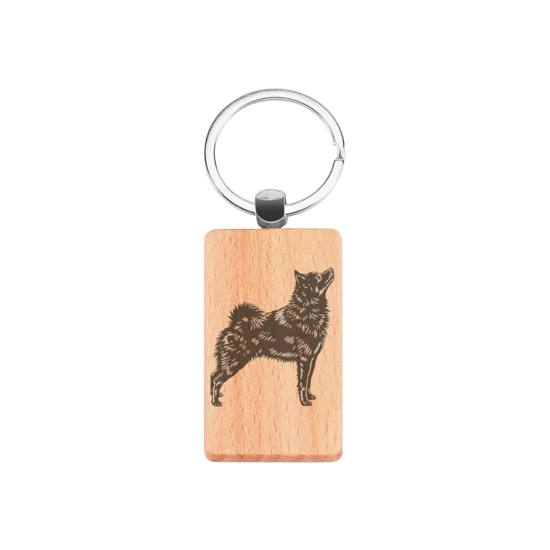 Schipperke Standing Engraved Rectangle Wooden Keyring
