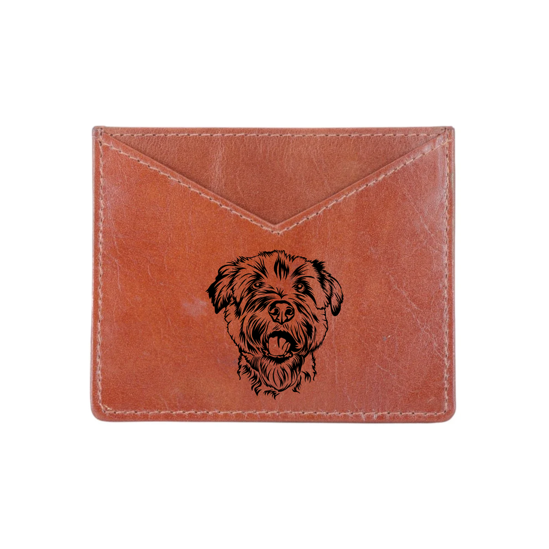 Glen of Imaal Terrier Face Engraved Genuine Leather Cardholder