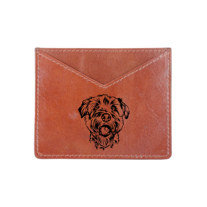 Glen of Imaal Terrier Face Engraved Genuine Leather Cardholder