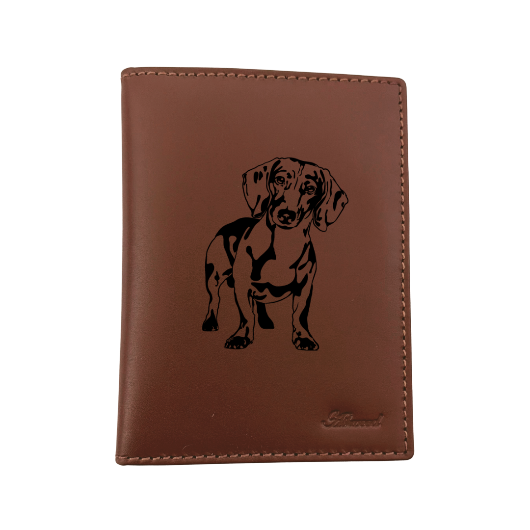 Dachshund Engraved Leather Passport Cover