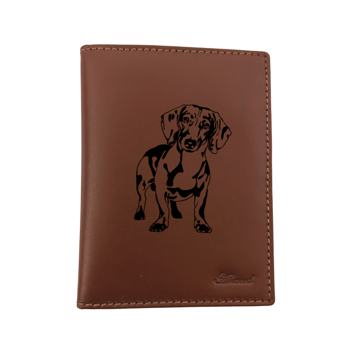 Dachshund Engraved Leather Passport Cover