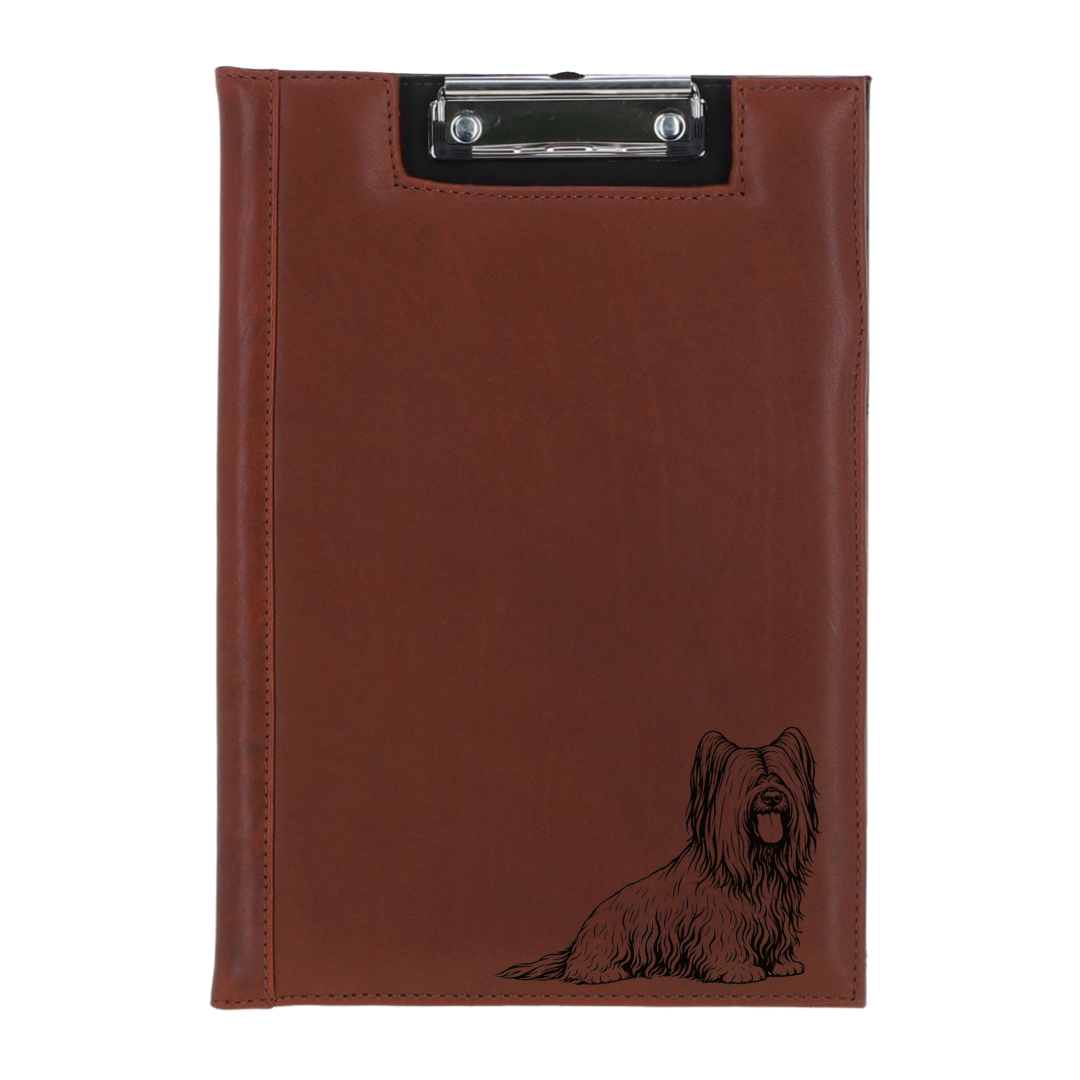 Skye Terrier Sitting Engraved Leather Clipboard