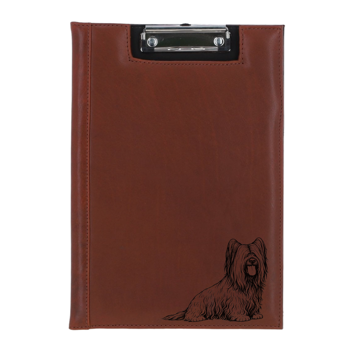 Skye Terrier Sitting Engraved Leather Clipboard