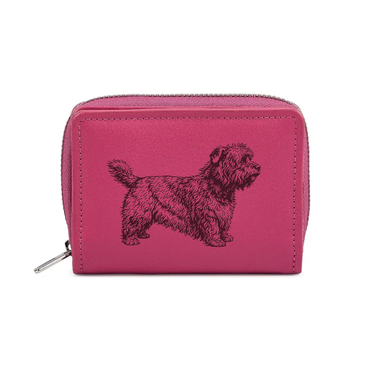Glen of Imaal Terrier Standing Engraved Small Leather Purse (Green/Pink/Blue/Red)