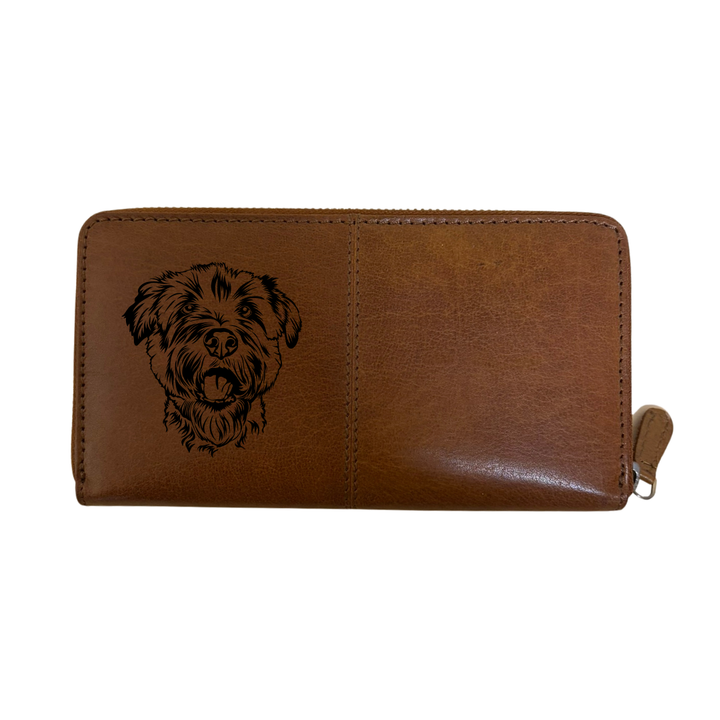 Glen of Imaal Terrier Face Engraved Large Leather Purse