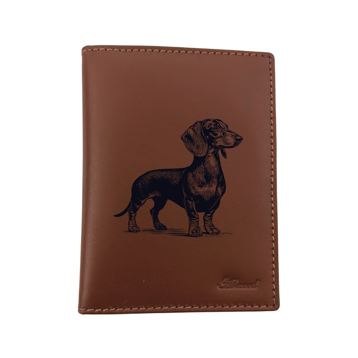 Dachshund Standing Engraved Leather Passport Cover